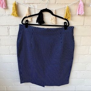 Lane Bryant Polka Dot Navy Pencil Skirt, Size 22